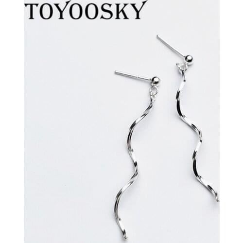 Simple Design 925 Sterling Silver Wave Shape Drop Earrings For Party And Wedding Best Gift For Love Temperament Jewelry
