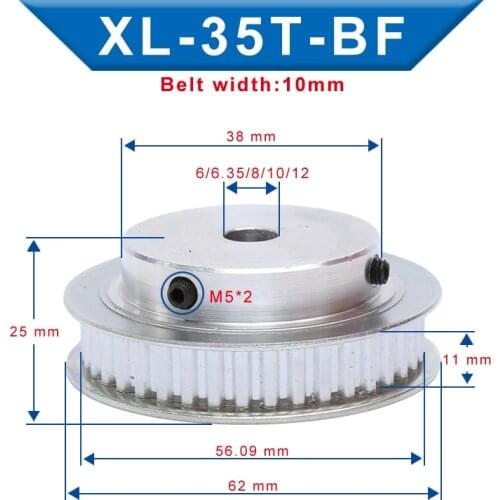 XL 35 T Timing Pulley Bore 6/6.35/8/10/12 mm Teeth Pitch 5.08 mm Aluminum Pulley Wheel Teeth Width 11 mm For 10mm XL Timing Belt