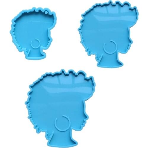 Afro Female Coaster Resin Mold Beauty Explode Head Rolling Tray Silicone Mould AXYD
