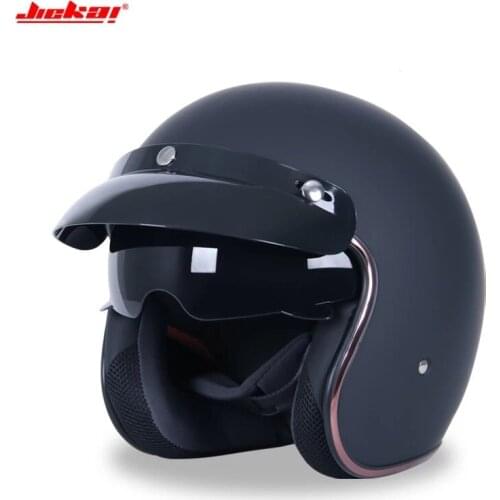 JIEKAI Universal Motorcycle Helmet Retro Open Face Cold Protection Safe Riding Scooter Headpiece with Visor L XL