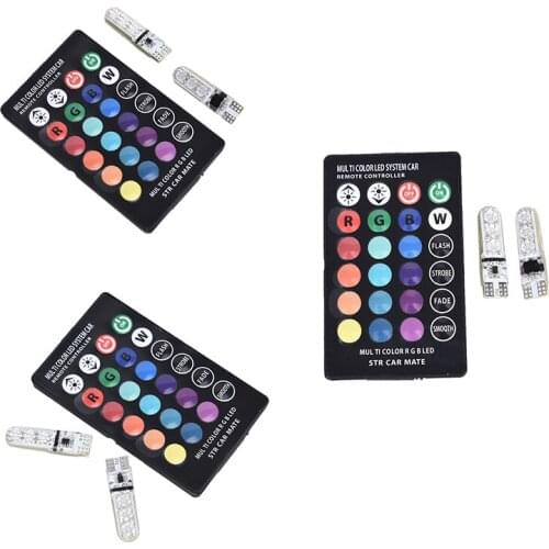 Waterproof Silicone License Plate Light Car Led T10 5050 6smd Colorful With Remote Control Flashing Wide Light