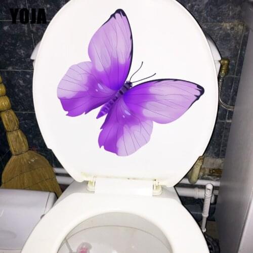 YOJA 22.3X21.2CM Purple Butterfly Creative Cartoon Home Wall Sticker Bathroom Decor Toilet Seat Decal T1-2091