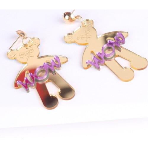 2021 Women Punk Earrings wow bear Pandent Earrings Charm Hip Hop Girls Gift Cute Stud acrylic jewelry Evening Party Earring