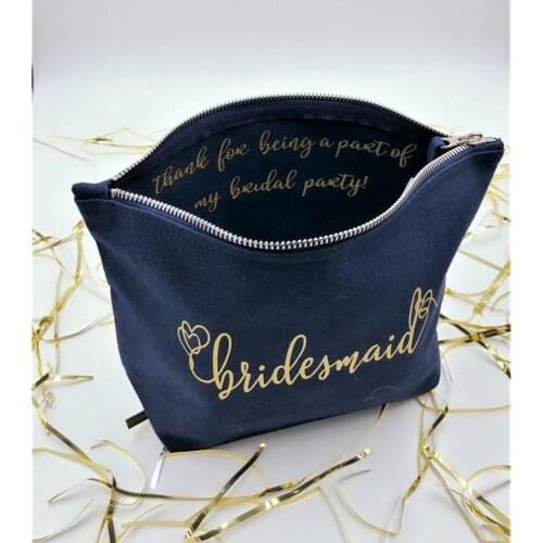 Custom name gold Bridesmaid makeup bags,Monogram cosmetic bag,Wedding thank you gift,bridesmaid gift,personalised brithday gifts