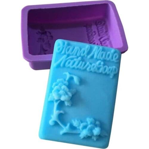 1Pcs Rectangle Silicone Mold for Soap Making Flower Square Soap Mold Arts And Crafts Chocolate Cake Molding Hand Making Tools