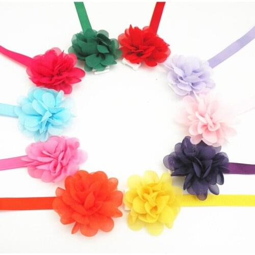 100pcs Dog Accessories Chiffon Flowers Dog Bow Ties Puppy Dog Cat Bowties Collar Neckties Pet Products