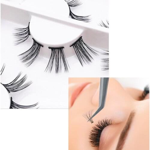 12 pairs Segment Lashes Wispy Fluffy Long Natural False Eyelashes Handmade Grafting & Daily Dual Use Eye Makeup Extension Tools