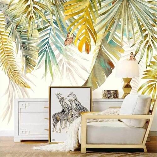 Milofi custom 3D wallpaper mural Nordic hand-painted fresh tropical plants modern indoor background wall