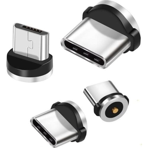 5PCS Round Magnetic Cable Plug Type C Micro USB C Plugs Fast Charging Phone Magnet Charger Plug for IPhone 1m Line Chargering