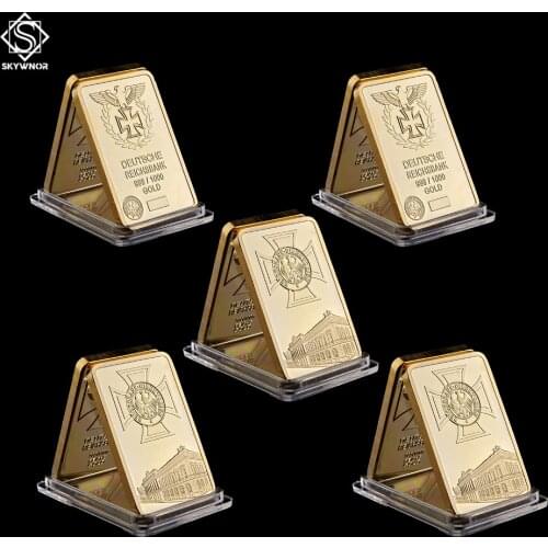 5PCS Deutsche Reichsbank Iron Cross German Eagle Replica 999/1000 Gold Bullion 1 OZ Bar Collection