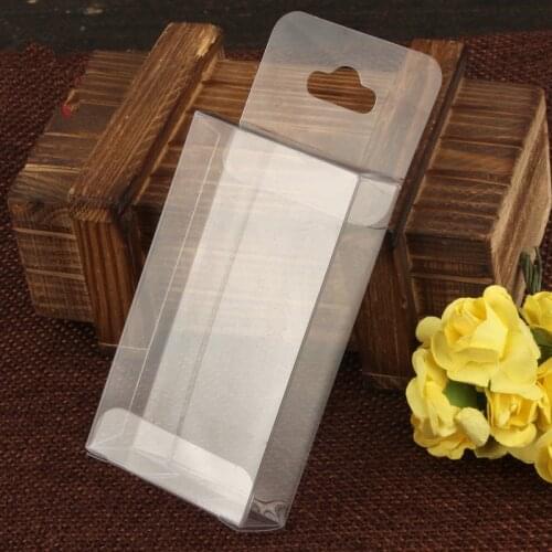 50pcs PVC box 1.5x4x7cm Clear Plastic Packaging Boxes with Hang Hole Small Craft Gift Transparent Package Box