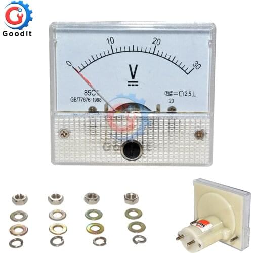 85C1 DC Analog Voltmeter Meter Panel 30V 50V 85C1 Pointer Gauge Panel Amp Volt Voltage Digital Display