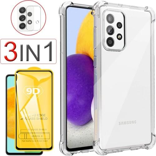 Samsung A72 Case & Glass, Clear Original Phone Color Case for Samsung Galaxy A72/A52 Silicone Shockproof Case on Samsung A 72