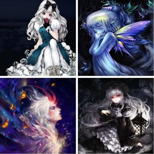 5D DIY Diamond Painting gothic anime girl Full Frill Embroidery Cross Stitch Mosaic Craft Home Decor Christmas christmas gift