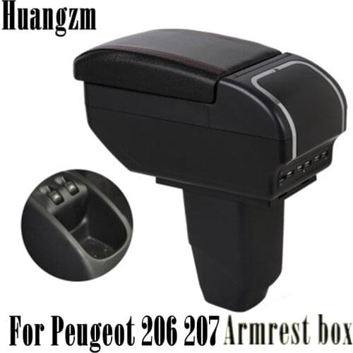 Car Center Centre Console Storage Box For Peugeot 206 207 Armrest box 9 USB Charging