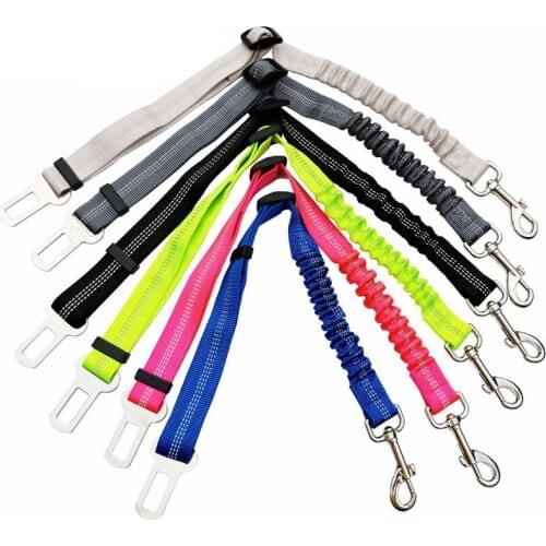 Car Seat Belt Dog Seat Belt Dog Leash Vehicle Belt Adjustable Cushioning Elastic Reflective Safety Rope For Dog Cat Accessories