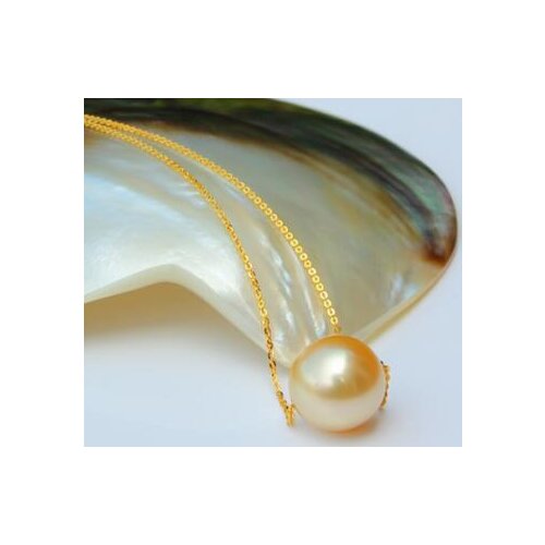 Free shipping >>>>noble jewelry gorgeous round south sea 12-13mm gold pearl necklace 14k
