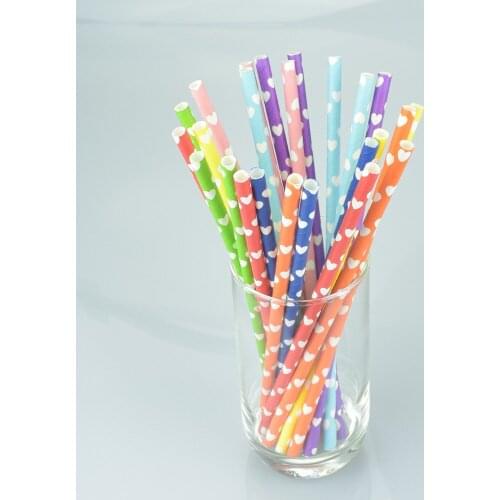 Free DHL/FEDEX/UPS 1600pcs Paper Straws, Heart Paper Straws, Drinking Paper Straws 8 Colors Mix Party Deco