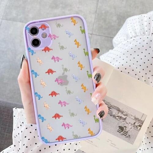 Cute Dinosaur Baby Phone Cases For iPhone 6s 7 8 Plus SE 2020 X XR XS Max 12 11 Pro Max Hard Matte Shockproof Back Cover Fundas