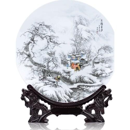 Jingdezhen Ceramic Chinese Ancient People Romance of Three KingdomsPlate Porcelain Decorative Plate Metope For Living Room Hotel