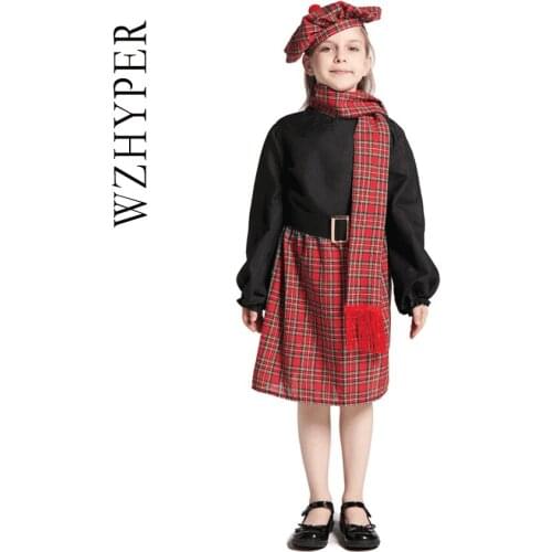 Chid Scotland Ethnic Type Costume Girls Cosplay Halloween Costumes for Kids Festival Party Performance Costume