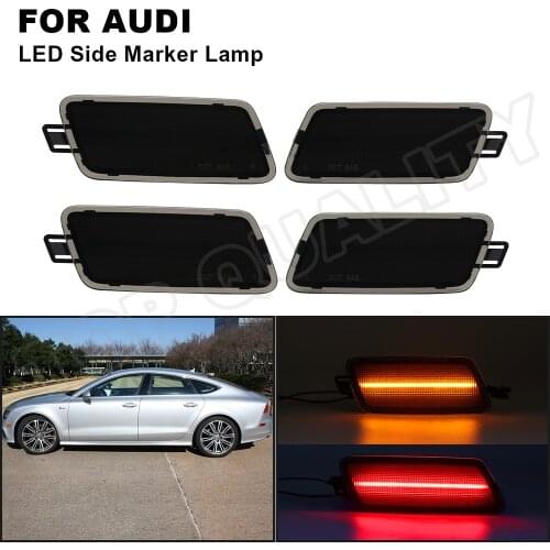 For Audi A7 Quattro TDI 2014-2016 S7 2013-2018 A7 Quattro 2012-2018 RS7 Front Rear Amber Red LED Fender Side Marker Lights Lamp