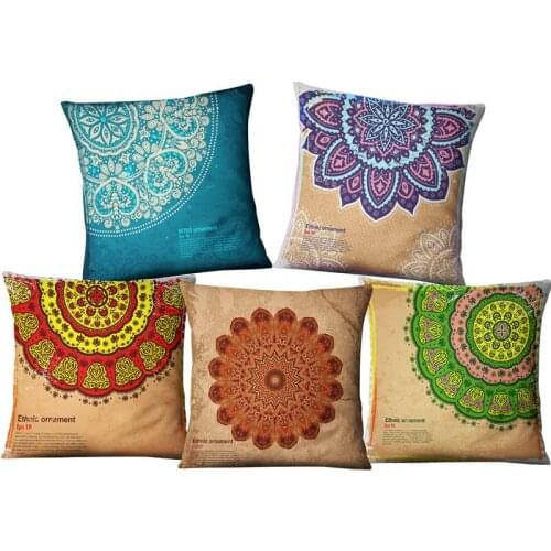 India love life natural Tree Rings Ages Gorgeous Flowers Beautiful Leaf floral pattern Mandala Cushion Cover Sofa Pillowcase