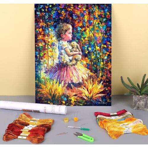 Oil Painting Style Amistad Printed Fabric 11CT Cross Stitch Kit Embroidery DMC Threads Craft Sewing Knitting Hobby Counted