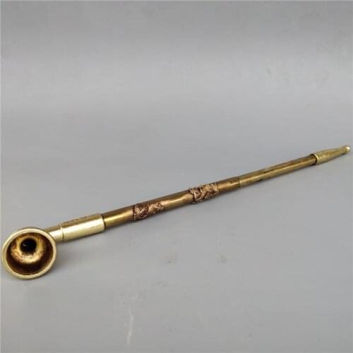 Chinese Brass Copper Dragon Animal Statue Tobacco Bag Pipe Smoking Tool Figurines Decoration Statues et Sculptures Favorites