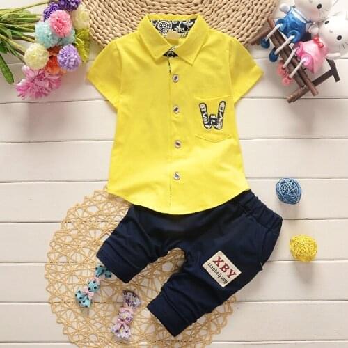 Childrens Sets Summer Two Sets of Boys Set Cotton Boys Short Sleeve Shirt +short Pant Baby Set 0-4 Ages