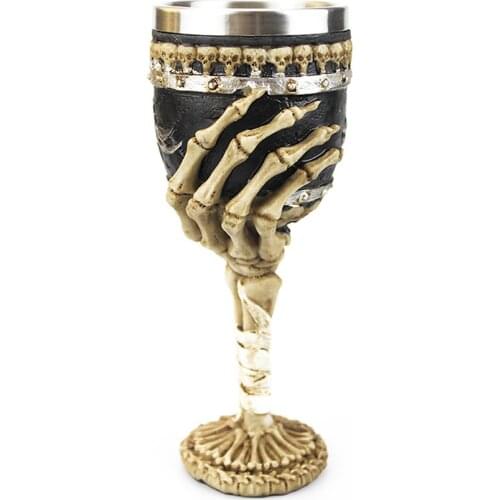 Halloween Goblet with Skull Shape Resin Stainless Steel Novelty Holiday Decoration Useful Home Decor
