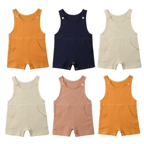 Toddler Baby Boy Girl Summer Solid One-Pieces Romper Jumpsuit Outfits Sunsuit