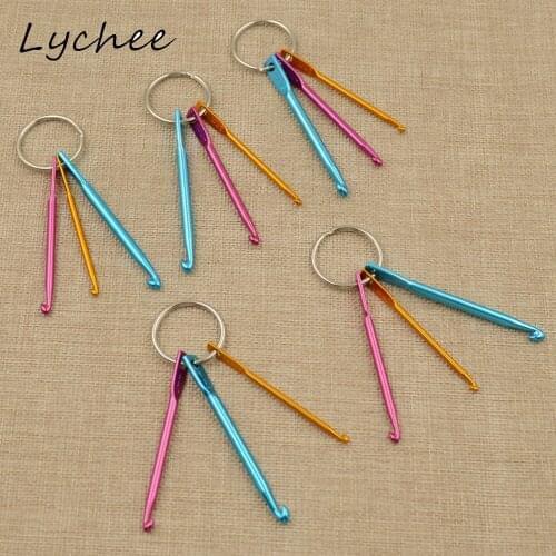 Lychee 5 Sets 15pcs High Quality Colorful Aluminum Oxide Knitting Needles Crochet Hook For Women DIY Weave Sewing Tools