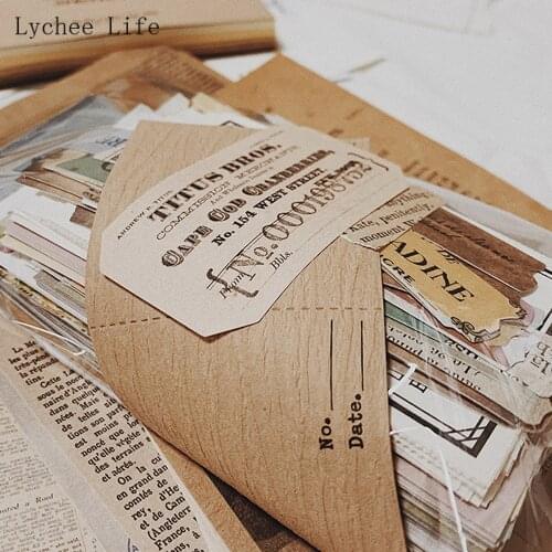 Lychee Life 200Pcs/lot Vintage Retro Background Material Sticker Diy Ablum Diary Scrapbooking Label Stickers Stationery