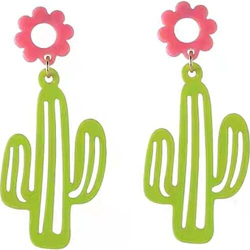 Fashion plants stud earrings female Classic beautiful cactus Cute Romantic Geometric resin earrings for women jewelry