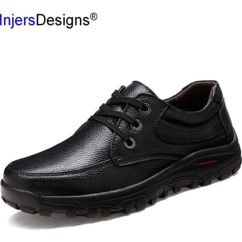 Brand Fashion Casual Leather Shoes Men Lace-Up Platform Shoes Soft Moccasins Business Men Shoes Zapatos De Hombre Big Size 38-48