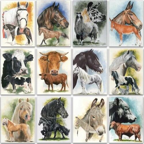 5D DIY Diamond Painting Kit animals horse Alpaca cow donkey Full Square&Round embroidery mosaic Cross stitch Paint home decor