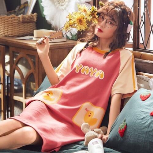 100% Cotton Nightgowns Ladies Night Dress Plus Size 3XL Summer Womens Dress 2021 Sleepwear Short Sleeve Nightwear Pajama Casual