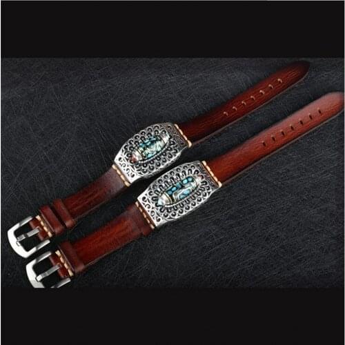 New Nine-Eyed Dzi Beads Six-word Mantra Pure Leather real 925 Sterling Silver Men Bracelet Natural Turquoise Red Agate