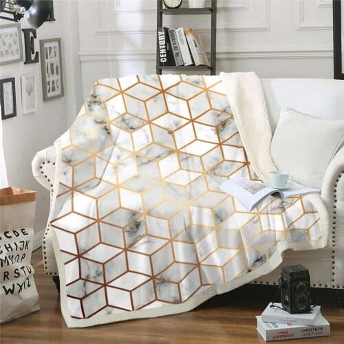 Cube Marble Throw Blanket 3D Print Aesthetic Fleece Blankets For Beds Home Textiles Luxury Soft Adult Gift Warm Geometry Fashion