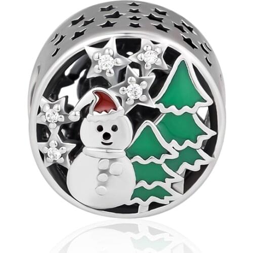 Fits Pandora Charms Bracelets Snowy Wonderland Beads 100% 925 Sterling-Silver-Jewelry Free Shipping DIY Making