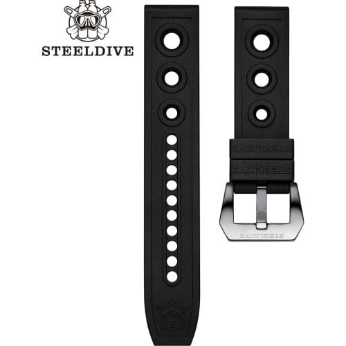 SteelDive Logo SD2201 High Quality Rubber Strap 20mm 22mm Diving Watchband Rubber Men Replacement Watch Band for Diving Watch