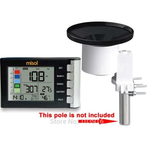 Misol Rain Gauge, LCD display, Temperature Humidity measurement