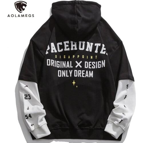 Aolamegs 2021 Men Hip Hop Sweatshirt Hoodie Letter Print Harajuku Pullover Hooded Hoodies for Men Streetwear Autumn Casual Tops