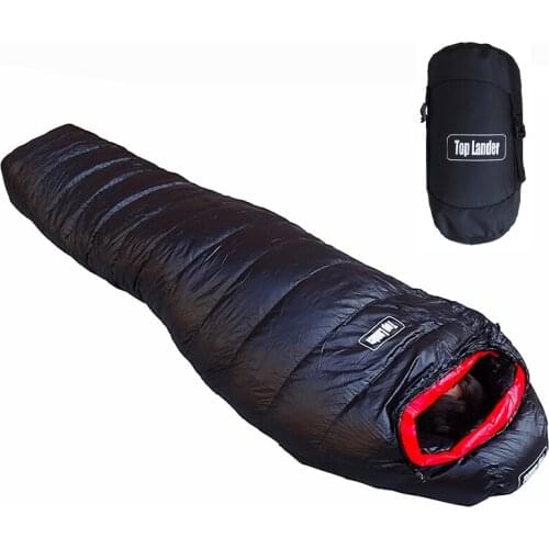 Lengthened Mummy Goose Down Sleeping Bag 220x80cm Outdoor Ultralight Adult Winter Thickened Warm Camping Hiking Sleeping Bag
