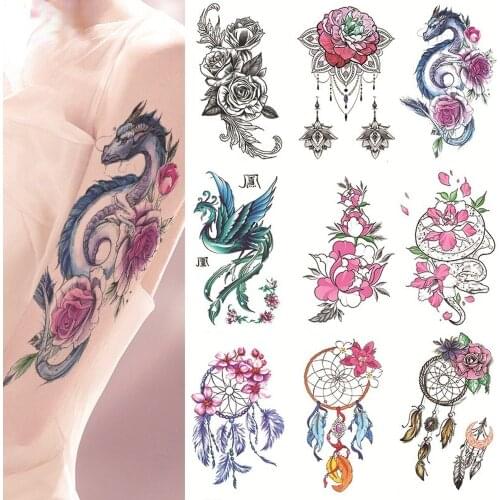 Waterproof Temporary Tattoo Sticker Dragon Wolf Owl Totem Flash Tatoo Woman Body Art Arm Thigh Fake Sleeve Tatto for Man Women