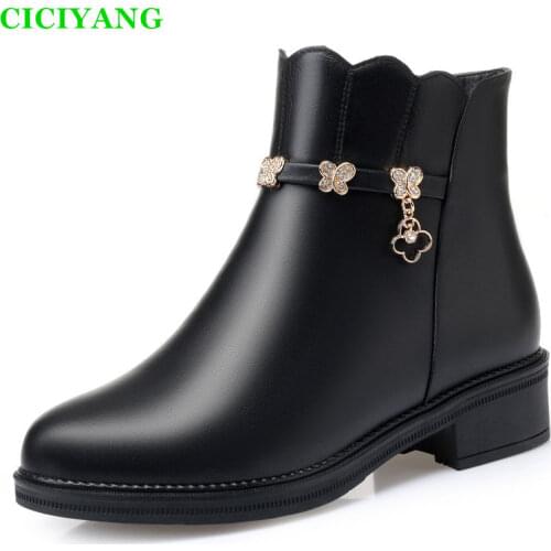 Giyu 2020 new womens winter boots Genuine Leather Wool keeps warm Cotton shoes Fashion snow boots Plus size ankle boots Female