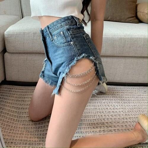 Ropa Mujer Verano 2021 Denim Shorts Women Summer High Waist Straight Loose Wide Leg Spodenki Damskie Cycliste Femme