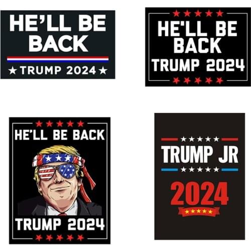 1/2/4Pcs HE'LL BE BACK TRUMP 2024 Series Creative Fashion Car Sticker Decals Car Styling Decoration Door Body Window Car Sticker