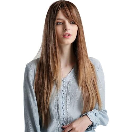 26inch Womens Heat Resist Long Straight Layered Side Part Wigs for Daily Party